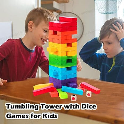 FunBlast Wooden Blocks 48 Pcs Challenging Color Wooden Tumbling Tower Toys Puzzle