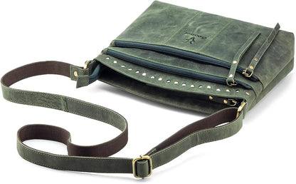 Goatter Hunter Leather 11.5" Crossbody Bag for Women,