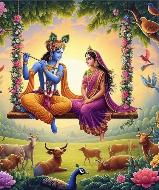 TREXEE Radha Krishna DIY Paint by Numbers Kit for Adults and Kids - 16x20 inch Frameless Oil on Canvas DIY Religious Painting Wall Decor