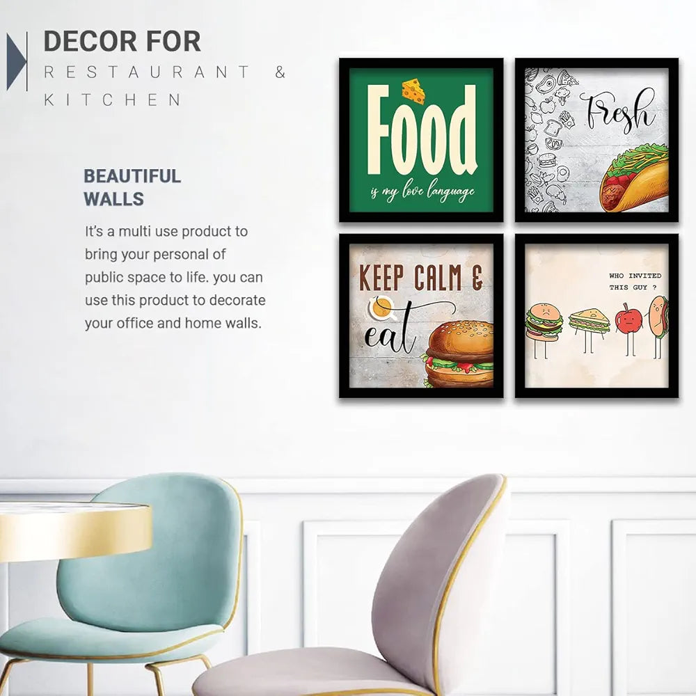 Kotart Paper Photo Frames For Kitchen And Restaurant Food Quotes Set Of 4 Design-21 F