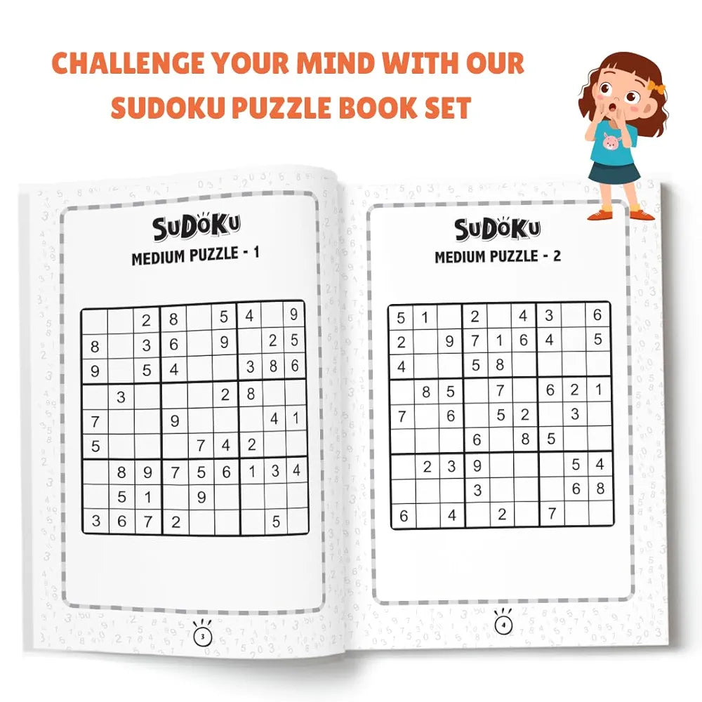 500+ Sudoku Puzzle Book Set for Kids Ages 4+ | 4-Book Pack with Solutions | Fun Brain Games for Logic & Problem-Solving by Majestic Book Club