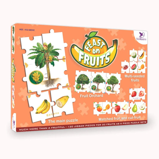 Toykraft Puzzles for Kids for Age 5-7, Educational Toys, Jigsaw Puzzles for Kids, 6 Piece Puzzle for Kids - Feast on Fruits