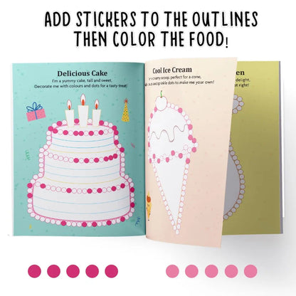 2000 Dotted Colouring Fun I Food We Eat Colouring Sticker Book for Kids Age 4+ I Packed with 2000 Stickers I 16 Pages + 4 Sticker Sheets I Fun Preschool Activity Book by Majestic Book Club