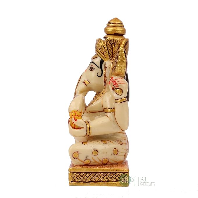 Indicast Resin 5" Inch Lord Ganesha Fine Painting Hindu God Ganesh Ganpati Idol Figurine