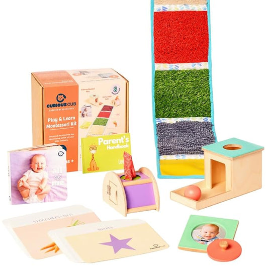 Curious Cub Baby Montessori Learning Wooden Box 4 | Builds Hand-eye Coordination & Language Skills