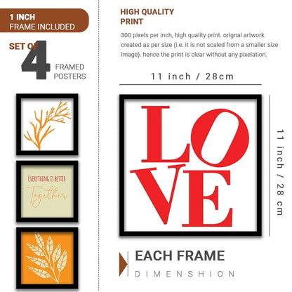 Kotart Love Family Quotes Frames for Wall Decor Set of 4