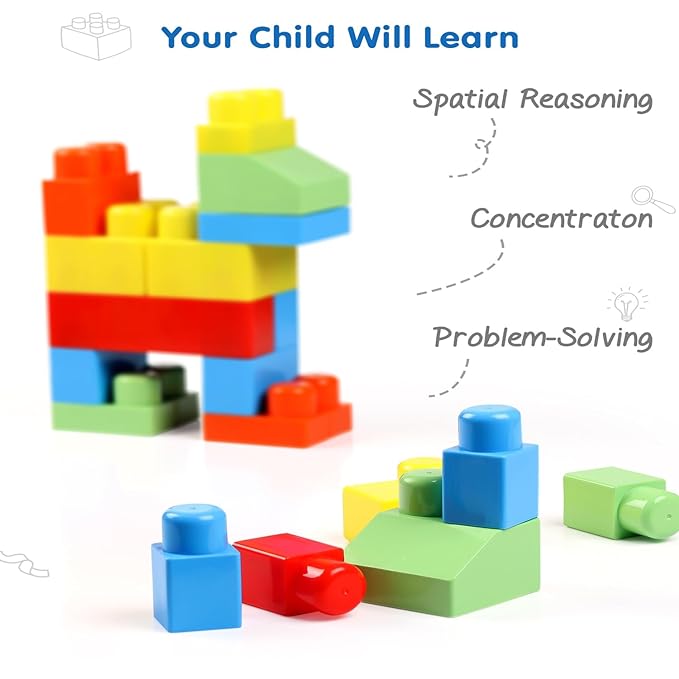 Firstcry Intelliskills Premium 40 Pcs Mega Building Blocks for Kids for 3 Years | Construction Block Set for Kids Fun Learning Educational Toy