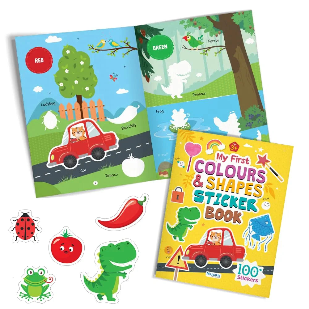 My First Colours & Shapes Sticker Book for Kids Ages 3+ | Fun Learning with 16 Pages + 4 Sticker Sheets | 2-in-1 Sticker Book | Fun Preschool Activity Book by Majestic Book Club