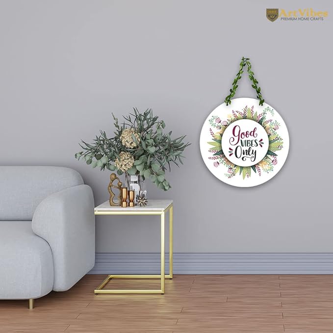 Artvibes Good Vibes Only Wall Hanging for Home | Mdf Wooden Wall Hanger for Wall Decoration | Art Piece for Home Decor