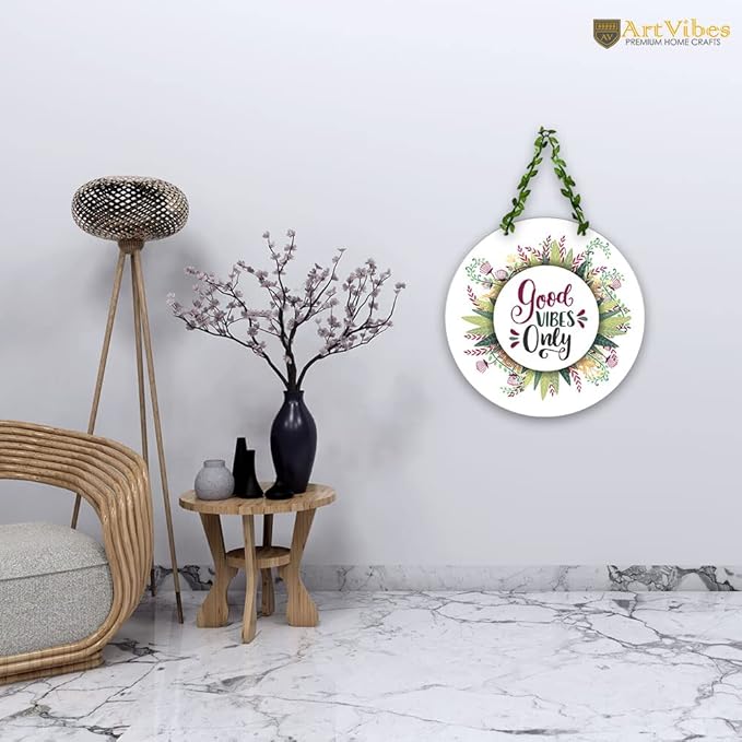 Artvibes Good Vibes Only Wall Hanging for Home | Mdf Wooden Wall Hanger for Wall Decoration | Art Piece for Home Decor