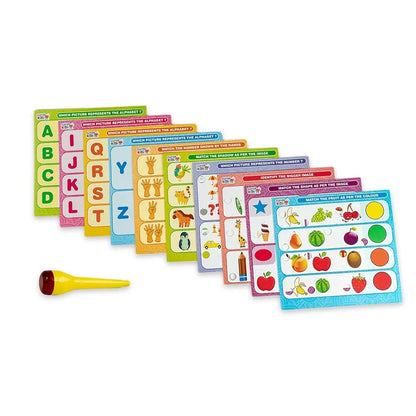 RATNA'S Intellikids Electro Game, 10 Double Sided Printed Cards, If it Lights its Right!! Learn About Alphabet,Numbers,Colors,Shapes,etc