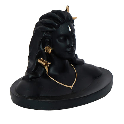 Ecraftindia Black Resin Handcrafted Adiyogi Shiva Statue for Car Dashboard | Lord Shiva Idol for Home