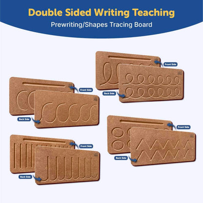 Mini Leaves Wooden Pattern Practicing Tracing Board Set of 4 Double Side Board for Kids | Educational Writing Board for Kids