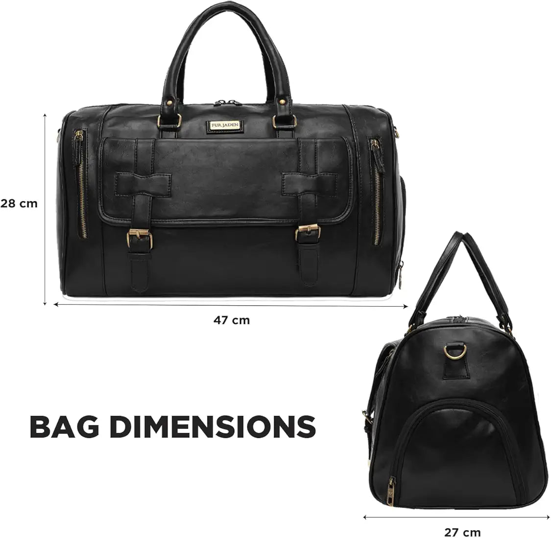 Fur Jaden Weekender Premium Duffle Bag with Shoe Pocket for Travel for Men and Women Made of Faux Leather with Attachable Shoulder Strap Cabin Holiday Bag 