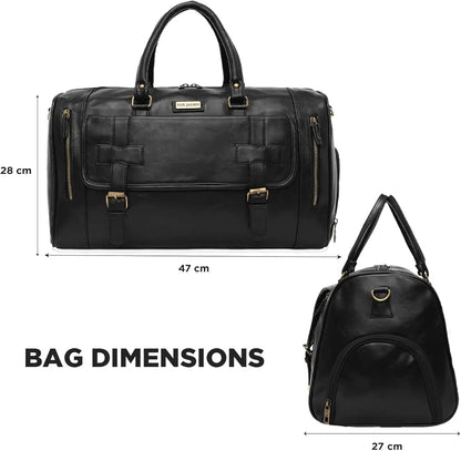 Fur Jaden Weekender Premium Duffle Bag with Shoe Pocket for Travel for Men and Women Made of Faux Leather with Attachable Shoulder Strap Cabin Holiday Bag 