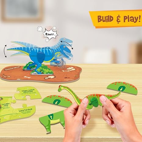 Imagimake Mapology Glow in The Dark Dinos & Egg 3D Dinosaur Puzzle for Kids