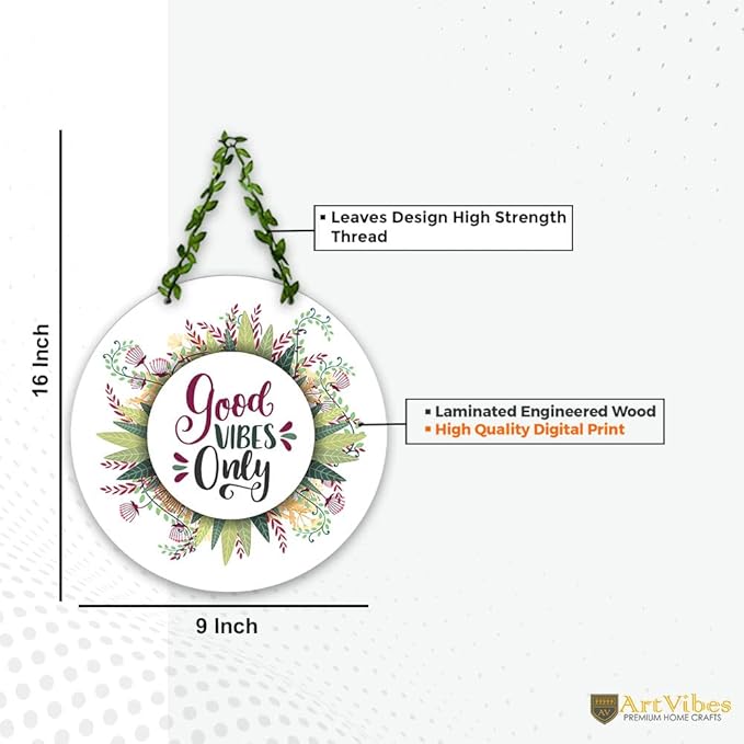 Artvibes Good Vibes Only Wall Hanging for Home | Mdf Wooden Wall Hanger for Wall Decoration | Art Piece for Home Decor
