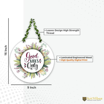 Artvibes Good Vibes Only Wall Hanging for Home | Mdf Wooden Wall Hanger for Wall Decoration | Art Piece for Home Decor