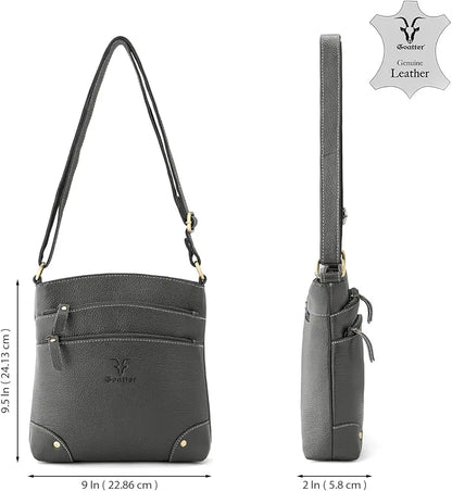 Goatter Genuine Leather 9.5" Inch Sling Cross-BodyBag for Girls And Women,