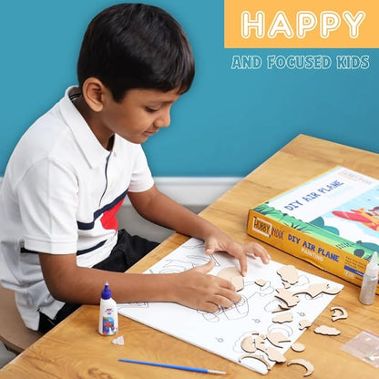 Hobby India Diy Air-plane Pre-design Canvas | Paint It Yourself Activity Art and Craft Kit for KIds