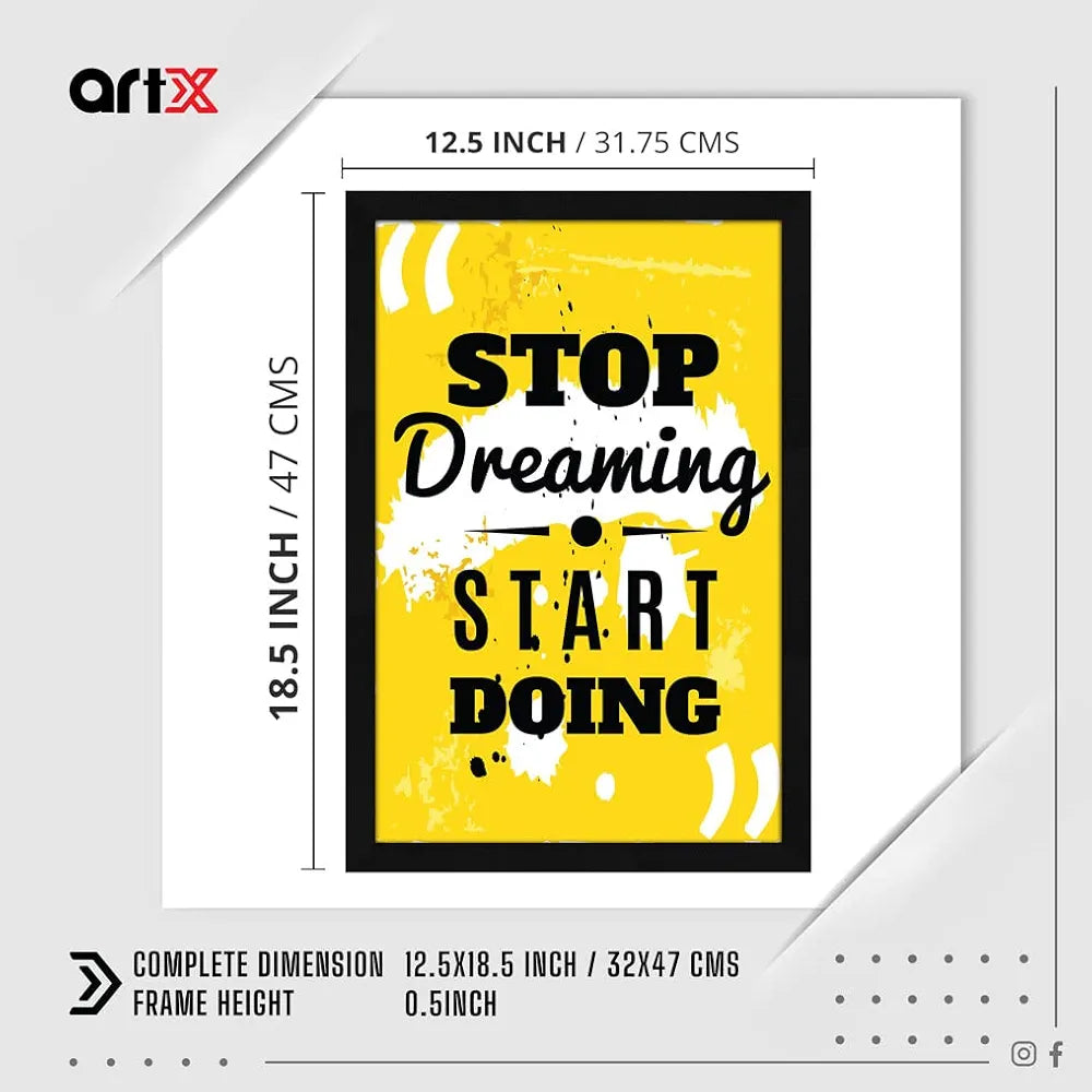 ArtX Paper Motivational Quote Stop Dreaming Start Doing Wall Frame Art Painting