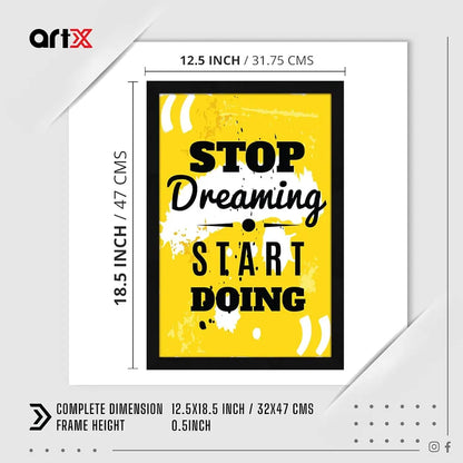 ArtX Paper Motivational Quote Stop Dreaming Start Doing Wall Frame Art Painting
