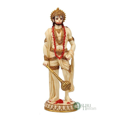 Indicast Resin 10" Inch Hanuman Ji Standing Gold Painting Bajrangbali Idol Gift Article