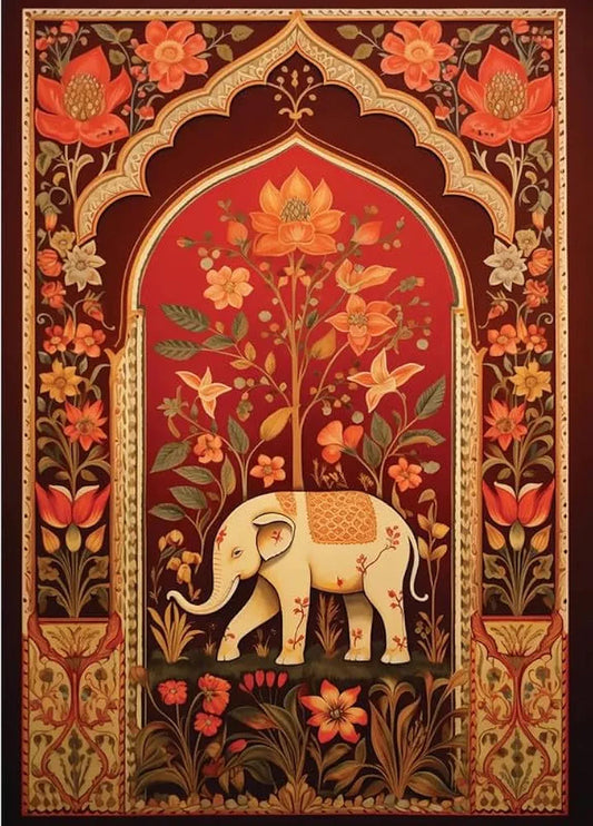 TREXEE Madhubani Elephant Paint by Numbers Kit for Kids and Adults Beginner, DIY Oil Acrylic Paint by Number Kits DIY Painting Kit DIY Gift Canvas Painting Kits  