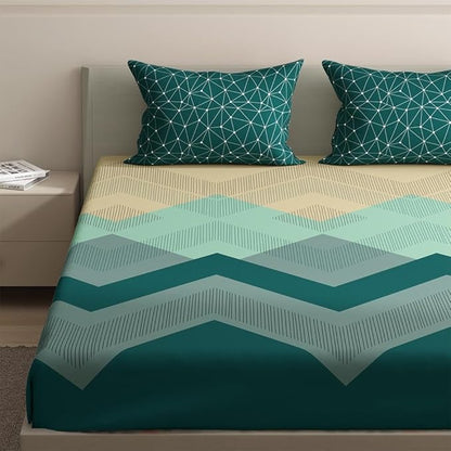 Wakefit Bedsheet for King Size Bedsheet King Size Bed Cotton 2 Pillow Covers Elastic Fitted Sheet Michele