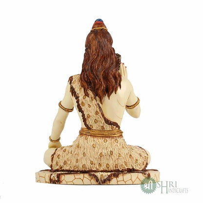 Indicast Resin 10" Inch Lord Shiva Sitting Fine Gold Painting Mahadev Shiva Idol Statue | Home Decor Handcrafted Shankara Murti