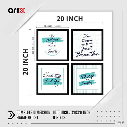 ArtX Paper Inspirational Smile Quote Wall Art Painting Set of 4