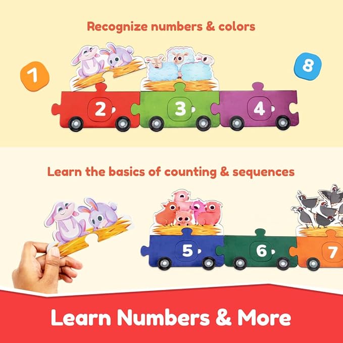 Bloomingo Learning Kit | 123 Ride With Animals | Fun Exciting Animal Adventure Puzzle & Activity Sheet