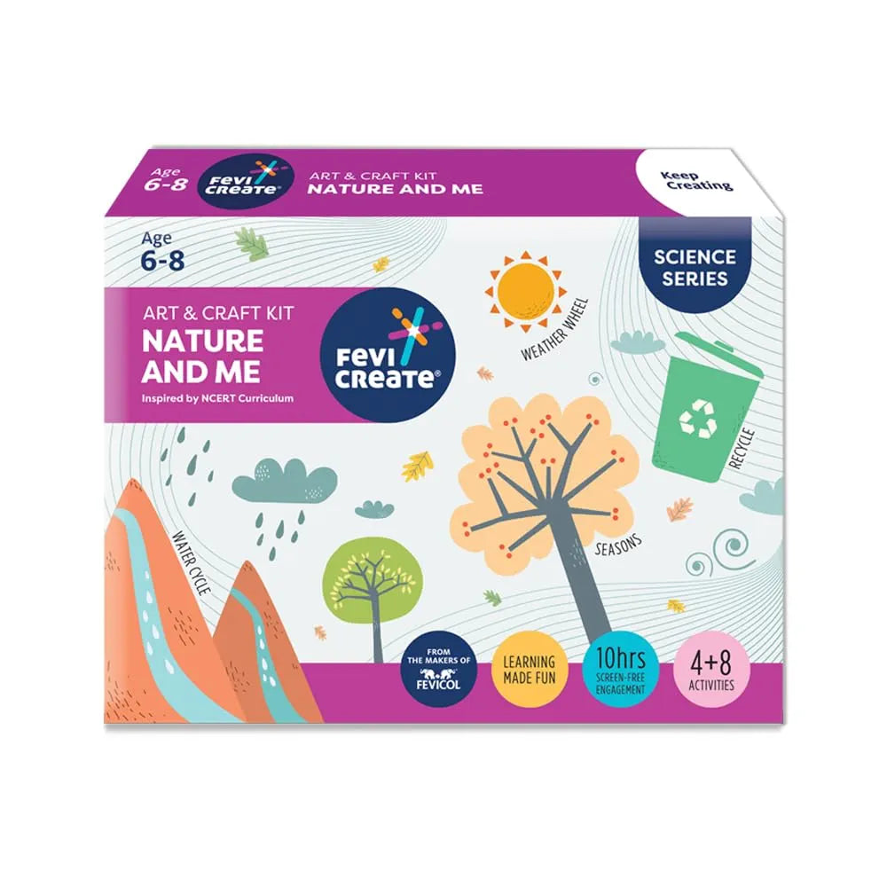 Fevicreate Nature and Me Art & Craft Kit | Science Series Inspired by NCERT Curriculum | Build a Weather Wheel, a Recycling Waste bin, Water Cycle Chart and Explore Seasons