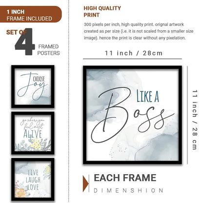 Kotart Like A Boss Motivational Wall Frames for Home and Office Set of 4