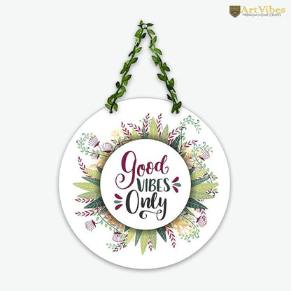 Artvibes Good Vibes Only Wall Hanging for Home | Mdf Wooden Wall Hanger for Wall Decoration | Art Piece for Home Decor
