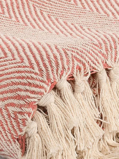 Sashaa World Striped Chevron Throw Blanket Colour Blush Pink