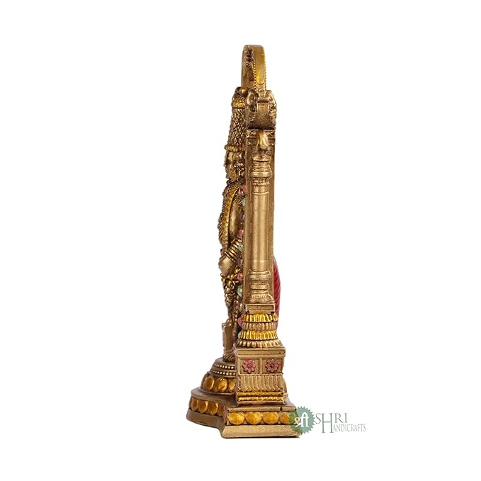Indicast 8" Inch Tirupati Balaji Fine Metal Finish Idol Decorative Showpiece Handcrafted Tirupati Balaji Murti for Home Office