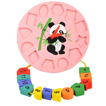 Trinkets & More - Geometric Shape Sorter Clock Panda Themed Wooden Puzzle Early Education Toys Kids 3+ Years  for 3+ years