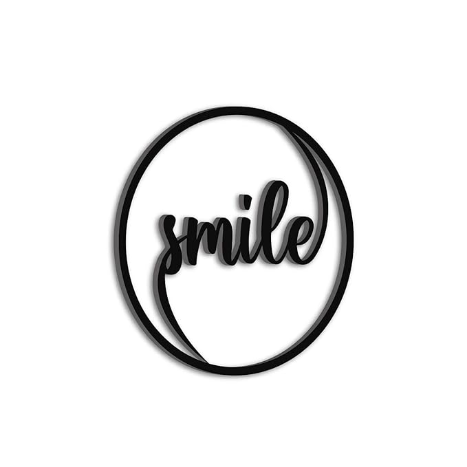 Ecraftindia Smile Black Engineered Wood Cutout Wall Art Decor | Happy, Positive, Cheerful Wall Decor Item