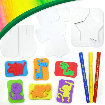 Imagimake Stamp Art Jungle Coloring & Stamping Set for Girls & Boys