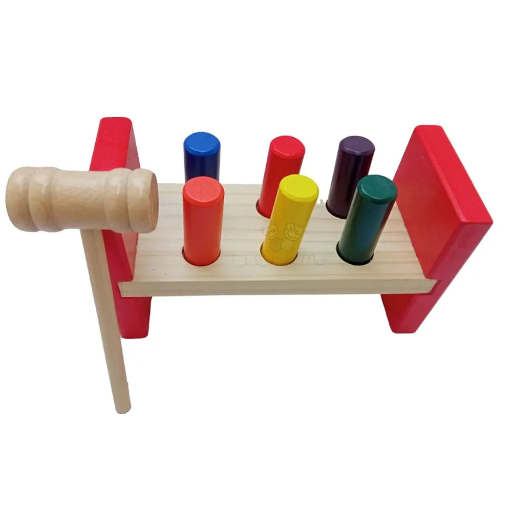 Trinkets & More Pounding Bench 6 Pegs & Toy Hammer for Toddlers Kids 1 Years + Colourful Pound & Play Early Developmental Interactive Hammering 