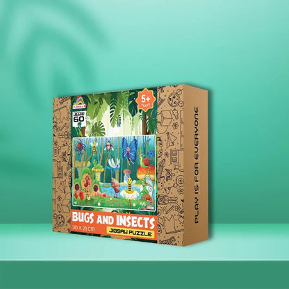 Playhills Wooden Puzzle Colourful Bugs and Insect Kingdom 60 Puzzle Pieces, Ideal Holiday/Birthday Gift for Kids 3,4,5,6,7 Years