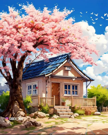 TULIP N TURTLE Hut Diy Acrylic Paint By Number Kit For Adults Kids Beginner Number Painting Kit Diy Canvas Painting By Number Wall Decoration Diy Painting Kit For Adults,Multi-Coloured