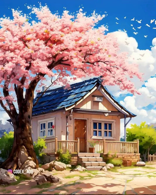 TULIP N TURTLE Hut Diy Acrylic Paint By Number Kit For Adults Kids Beginner Number Painting Kit Diy Canvas Painting By Number Wall Decoration Diy Painting Kit For Adults,Multi-Coloured