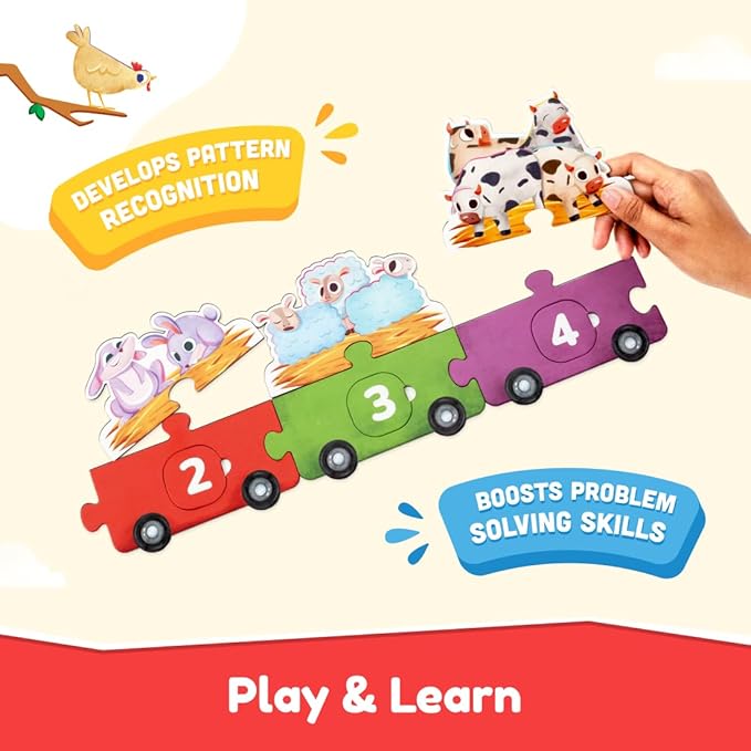 Bloomingo Learning Kit | 123 Ride With Animals | Fun Exciting Animal Adventure Puzzle & Activity Sheet