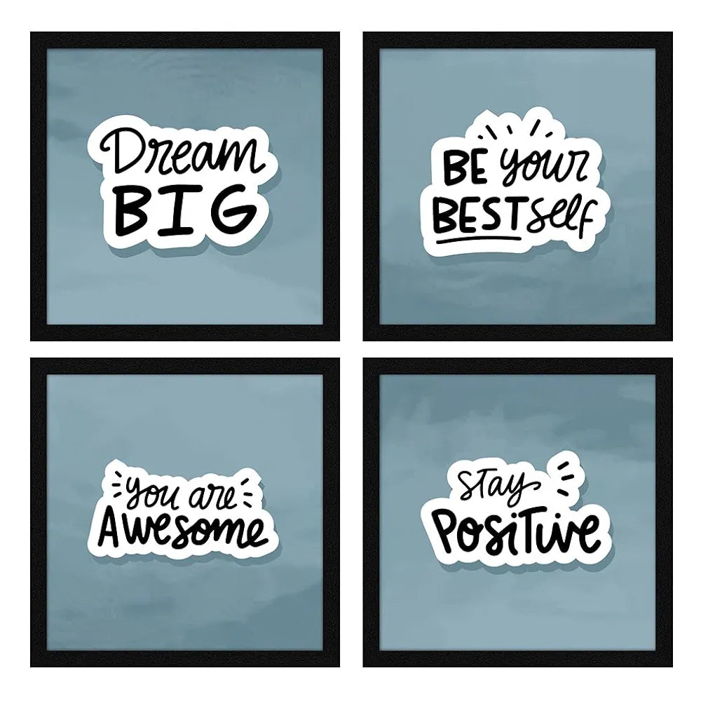 ArtX Paper Motivational Quote Dream Big Wall Art Painting With Frame Set of 4