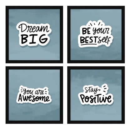 ArtX Paper Motivational Quote Dream Big Wall Art Painting With Frame Set of 4