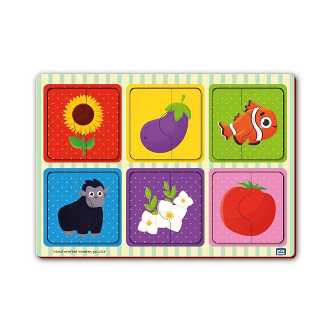 Mini Leaves 2 Piece Puzzle for Kids | Colors Jigsaw Puzzle | Set of 6 Wooden Puzzles for Kids | Educational Toys for Kids