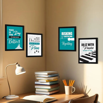 ArtX Paper Dreams Plans Motivational Framed Posters Set of 4
