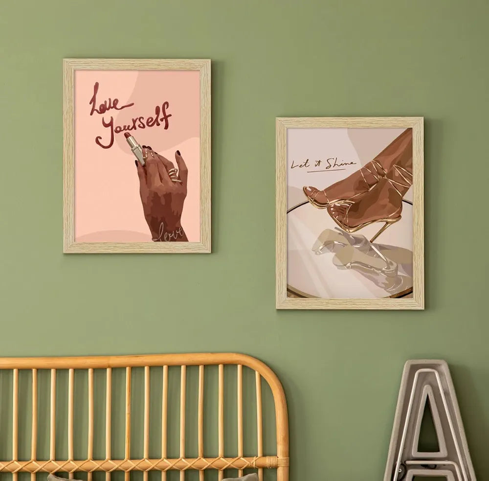 ArtX Paper Women Fashion Fashion-SO4-02 Art Paintings with Frames Multicolor Set of 4